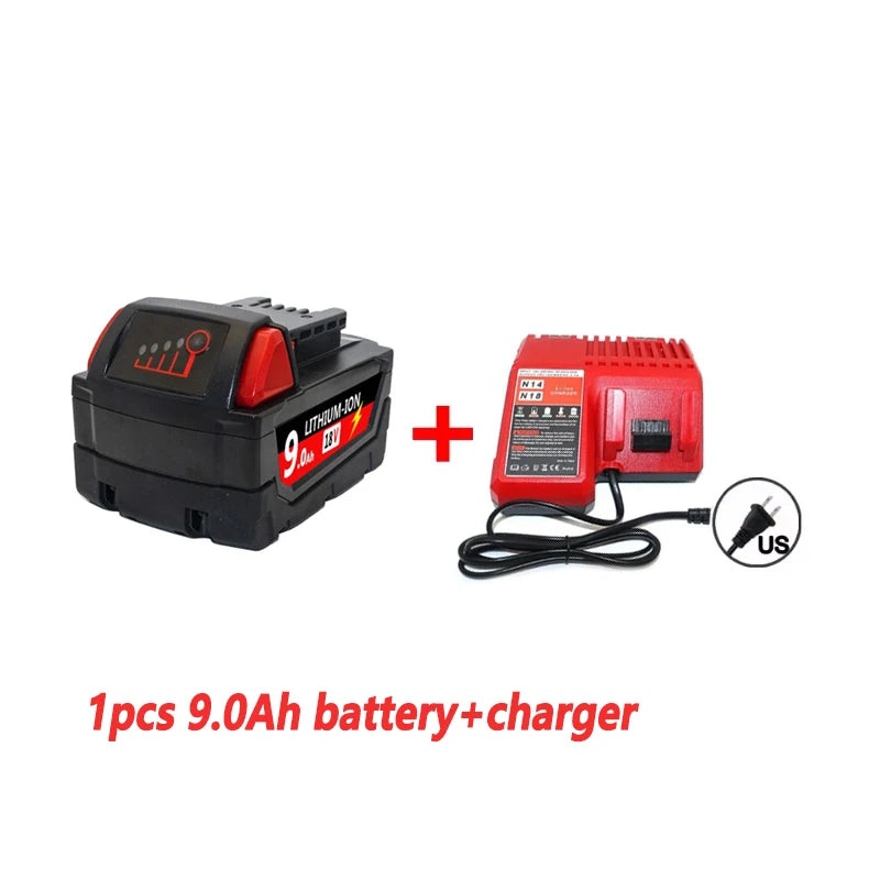 For Milwaukee M18 Power Tool Battery, Charger, BR, XC, 18V 6.0Ah M18B5, 48-11-1860, Milwaukee 18V Battery Built-in 18650 Battery