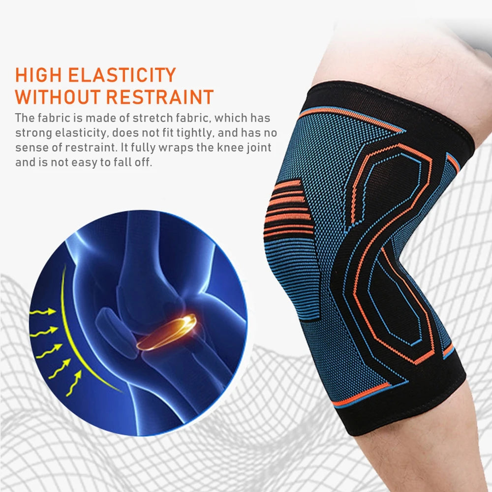 1PC Knitted Knee Guard,Anti-Slip Compression Knee Brace Support For Men Women,Collision Avoidance Compression Knee Pads Football
