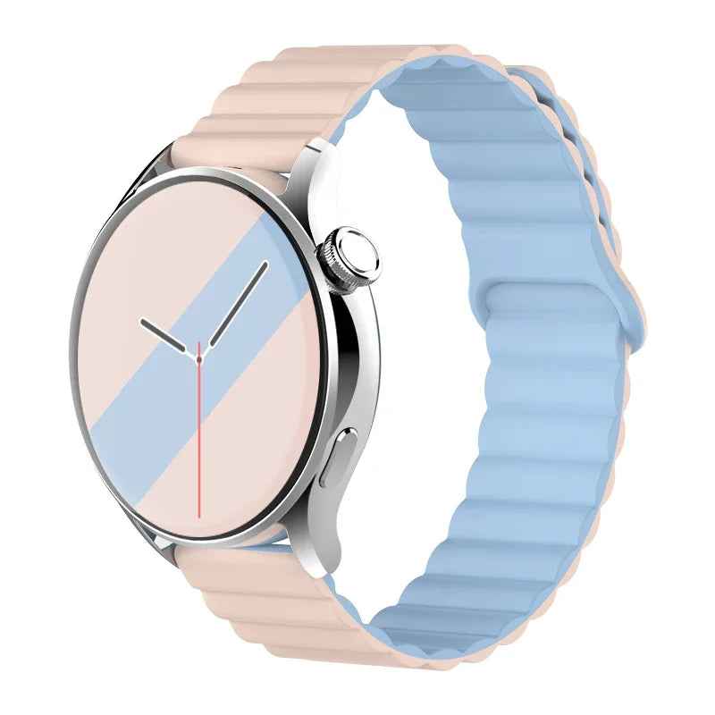 20mm 22mm Magnetic Loop band For Samsung Galaxy watch 6/5 pro/4/Classic/active 2 Silicone link bracelet huawei GT 2-2e 3-4 strap