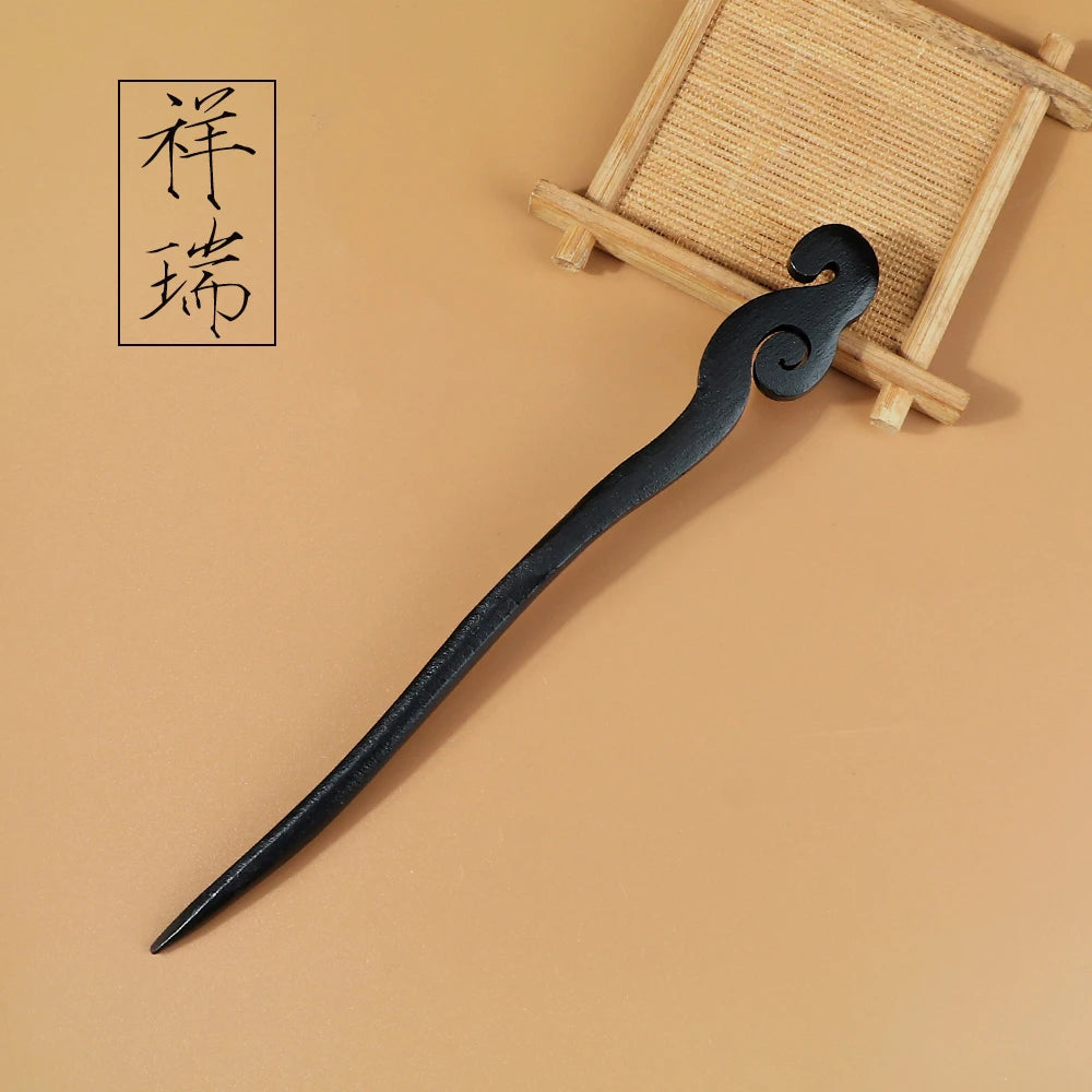 Chinese Royal Wooden Hair Clips Hair Stick Women Simple Carved Wood Hairpins Girl Exquisite Hair Style Accessories Headwear Gift