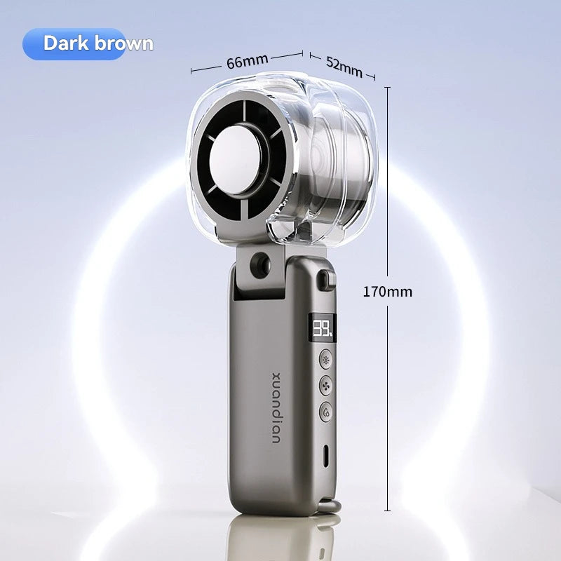 2026 New High-Speed Fan Desktop Folding Digital Display Neck-Hanging Ice Spray Humidifying Mini Handheld Small Fan