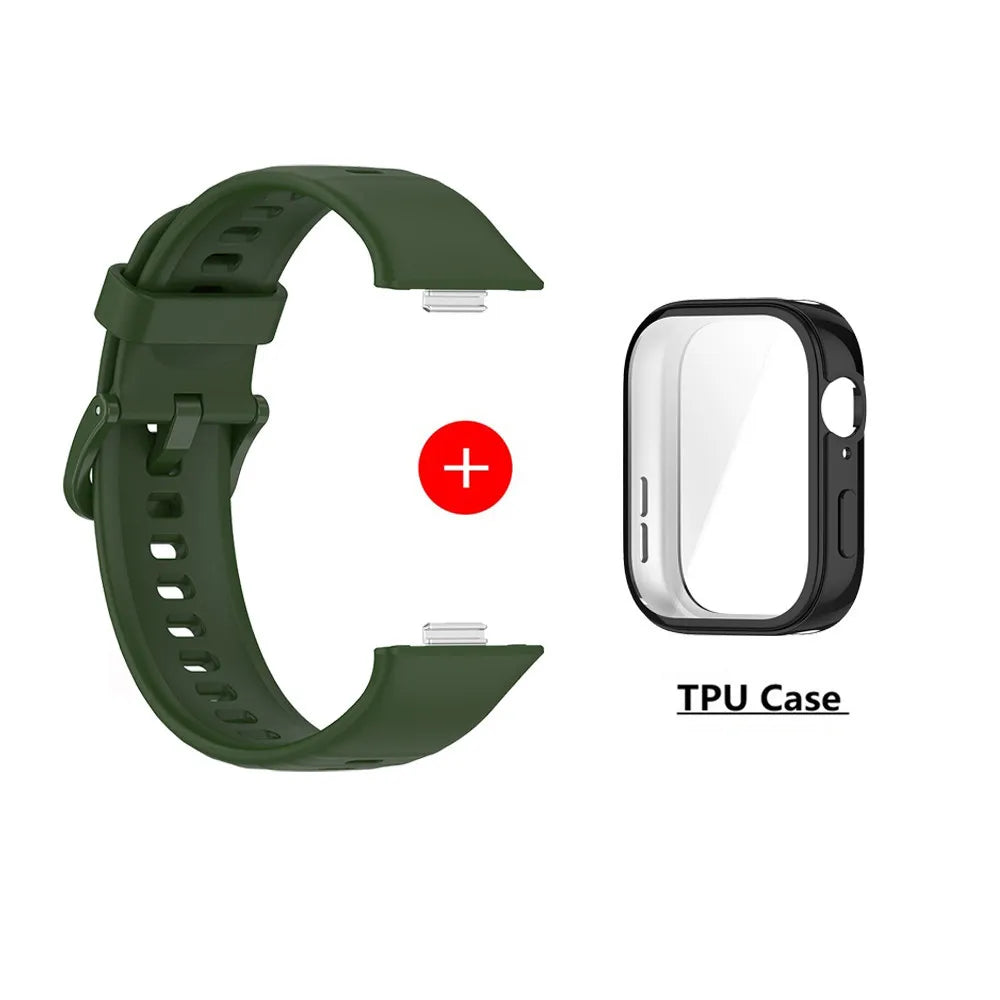 Silicone Watch Strap For Huawei Watch Fit 3 Strap Replacement Band For Huawei Watch Fit3 Strap With Case Screen Protector
