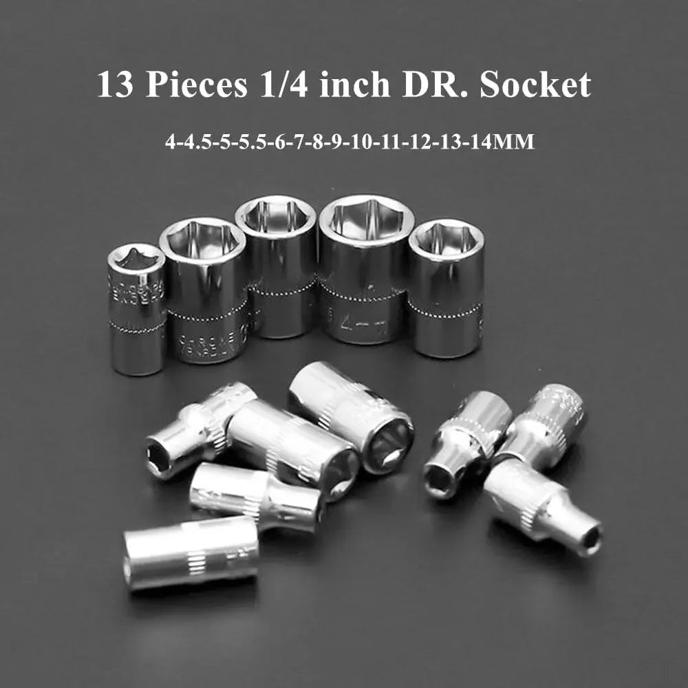 Motorcycle Toolbox Set Fast Ratchet Wrench 46PCS Socket Group Bit Industrial-grade Toolbox Auto Repair Tools Car Maintenance