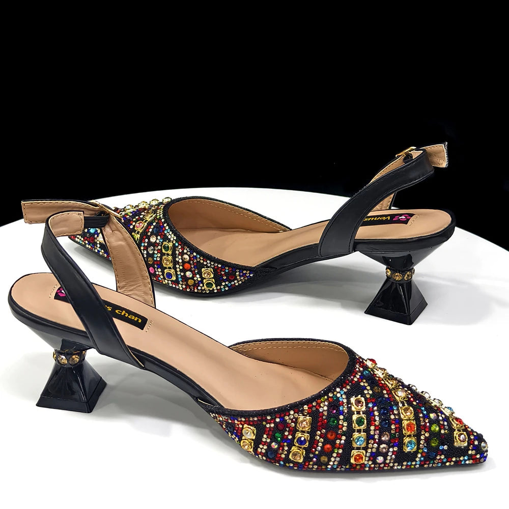 Venus Chan2025 Elegant Multicolor Color Women's  Heels and Rhinestone Handbag Set - Italian Design for Weddings and Parties