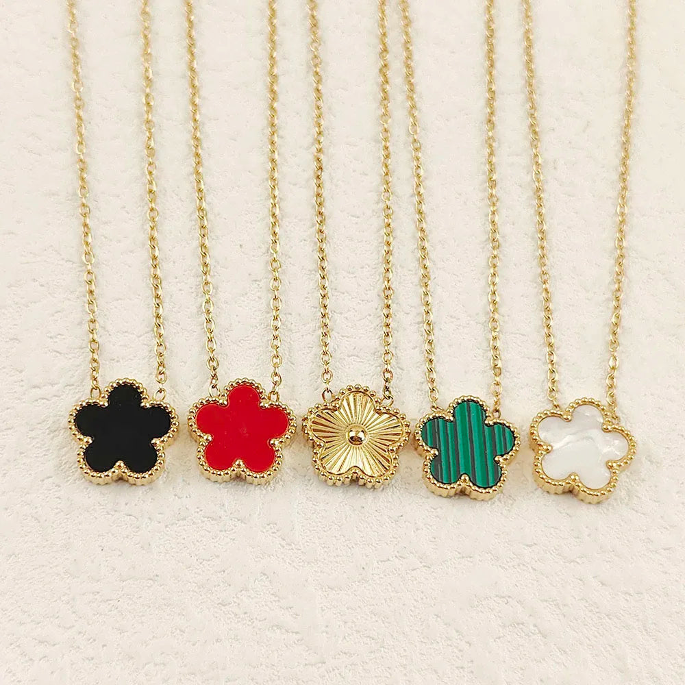Classic five-leaf clover shell pendant, high quality waterproof metal 18K women's necklace, wedding party jewelry
