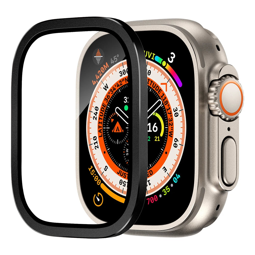 Tempered Glass for Apple Watch Ultra 2 49mm Screen Protector Metal Frame Anti-Scratch for IWatch Series Ultra 49 mm Accessories