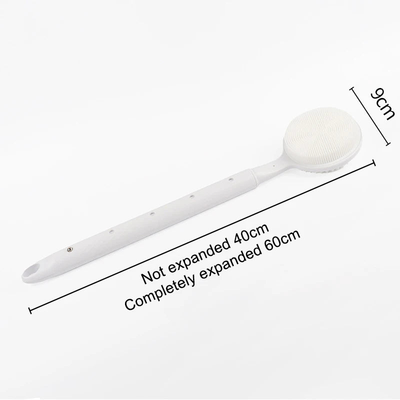 New Silicone Back Scrubber For Shower Bath Body Brush With Telescopic Adjustable Long Handle Double Sided Shower Brush