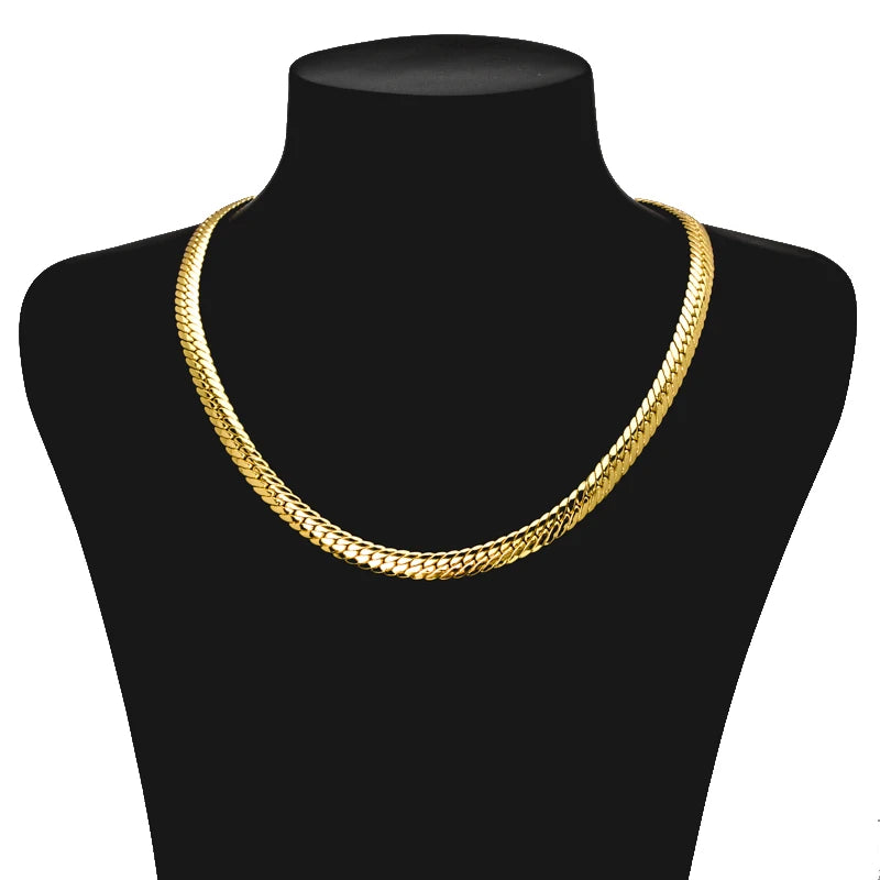 Sunny Jewelry Fashion New Copper Necklace Snake Chains Gold Plated High Quality For Women Man Italy 750 For Daily Wear Gift