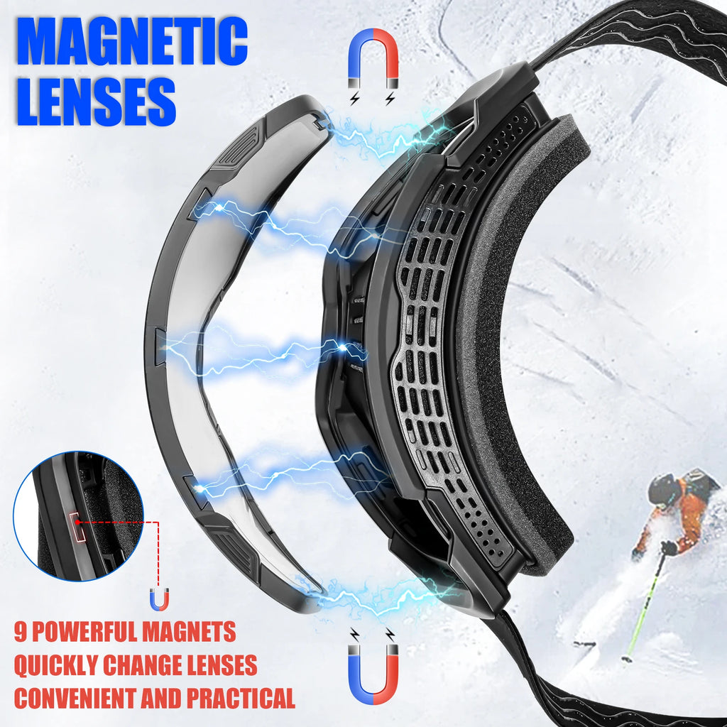 KAPVOE Ski Goggles Double Magnet adsorpt Layers UV400 Anti-fog Ski Glasses Snow Snowboard Glasses Snowmobile Eyewear