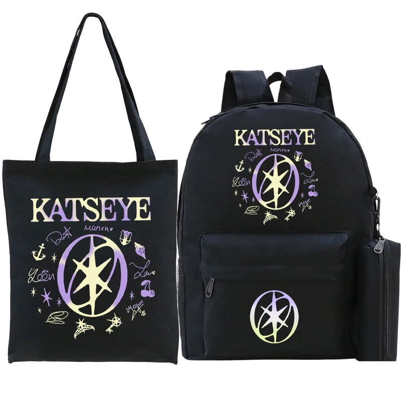 Kpop Group Katseye Backpack Set Teen Girls Back To School Gifts Korean Ulzzang Katseye Women Travel Bagpack Suit