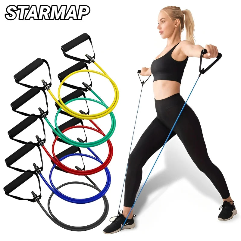 Resistance Bands With Handles Exercise Workout For Men Women Strength Training Equipment At Home 5 Levels Tube Band Pull Rope