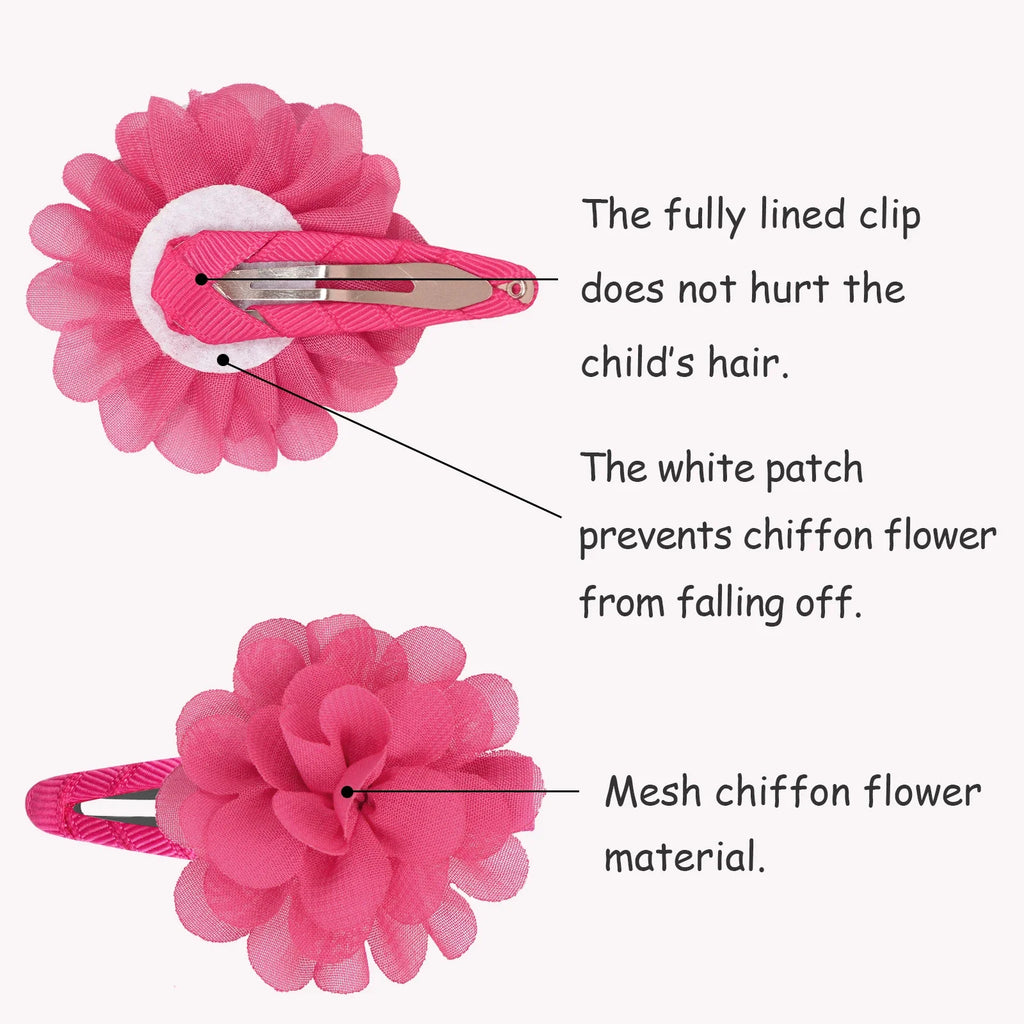 6Pcs Cute Chiffon Flower Anti Slip Bangs Hair Clip Princess Hair Accessory Suitable for Girls Daily Use a Choice as a Gift