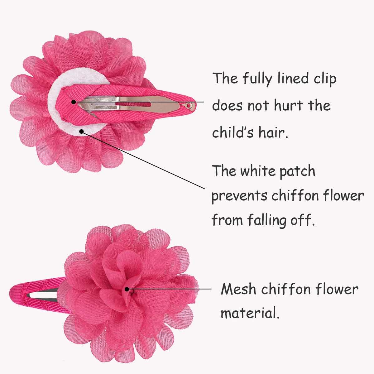 6Pcs Cute Chiffon Flower Anti Slip Bangs Hair Clip Princess Hair Accessory Suitable for Girls Daily Use a Choice as a Gift