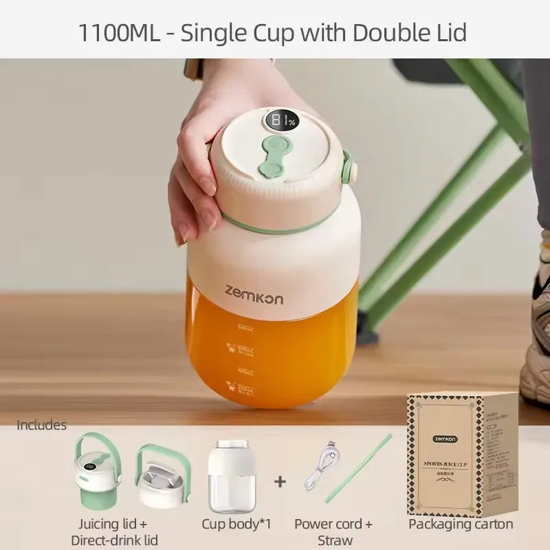 1100ML Portable Juicer Fresh Fruit Mixer 26 Blades USB Rechargeable Multifunctional Juicer Ice Crusher Smoothie Blender For Home