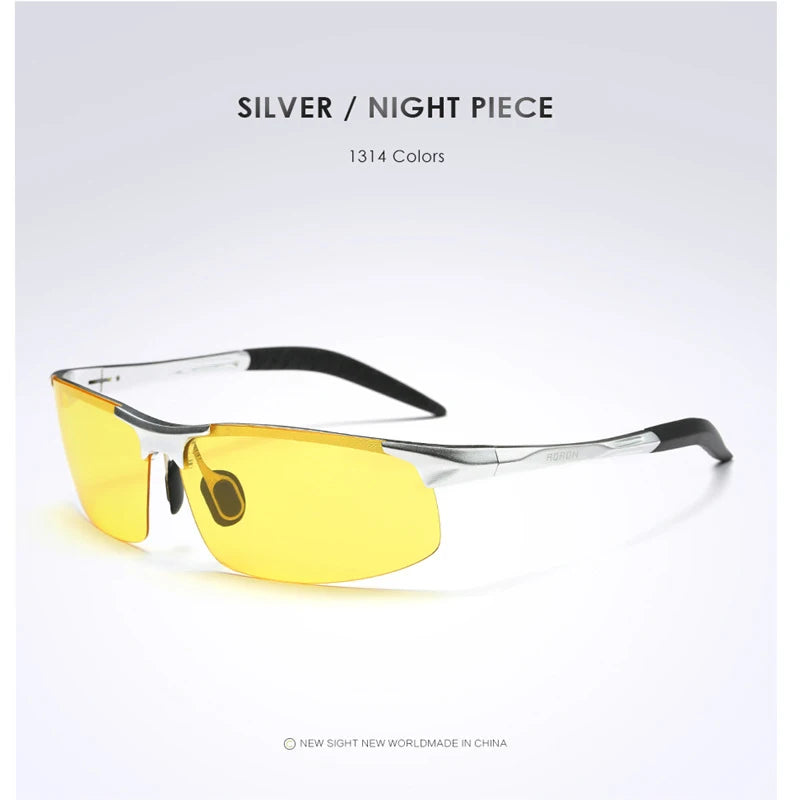 AORON Driving Polarized Sunglasses Men Aluminum Magnesium Frame Sport Sun Glasses Driver Sunglass UV400 Anti-Glare