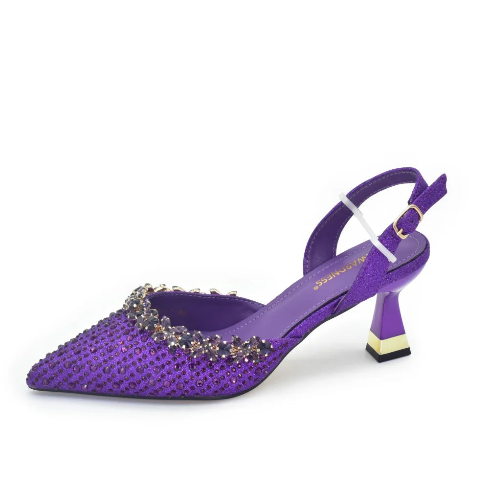 Latest Design Women Nigerian Italian Shoes and Bags Set Decorated with Rhinestone Shoes for Women and Bag 2026 Designer Luxury