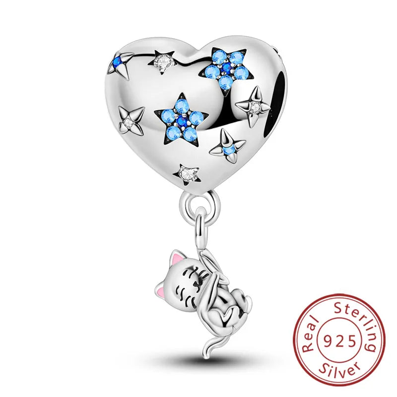 Hot Sale Charm Bead Pendant 925 Sterling Silver Firefly Love Heart Cats Dogs Sunflower Charm for Bracelet Women DIY Jewelry Gift