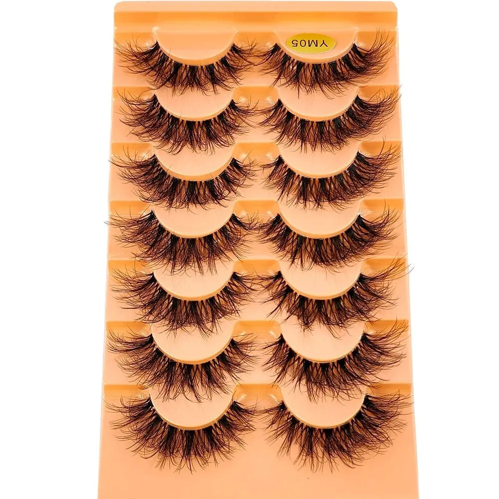 7pairs Mink Eyelashes Invisible Band Lash Extension Natural False Eyelashes Cross Cluster Fairy 3D Faux Big Eye Long Fake Lashes