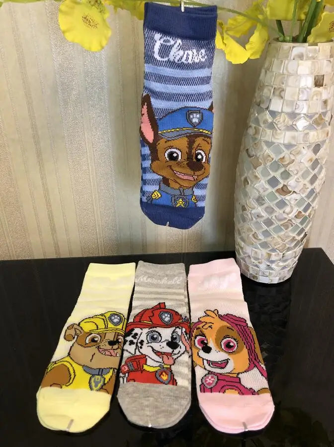 6PCS=3pairs Genuine Paw Patrol Spring Summer Autumn Baby Cotton Sock Kids Socks Chase Skye Children Birthday Gift for Age 3-7Y