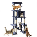 JHK 63In Cat Tree Tall Multi-Cat Climbing Tower for Pet Furniture Natural Sisal Scratching Posts Stable Pet House for Indoor Cat