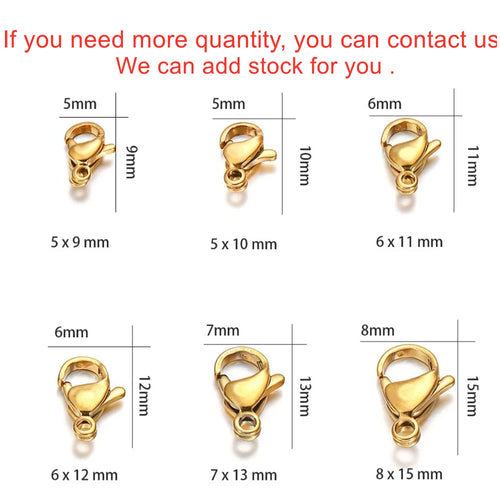 10-30Pcs Stainless Steel Gold Plated Lobster Clasp Claw Clasps For Bracelet Necklace Chain Diy Jewelry Making Findings Supplies