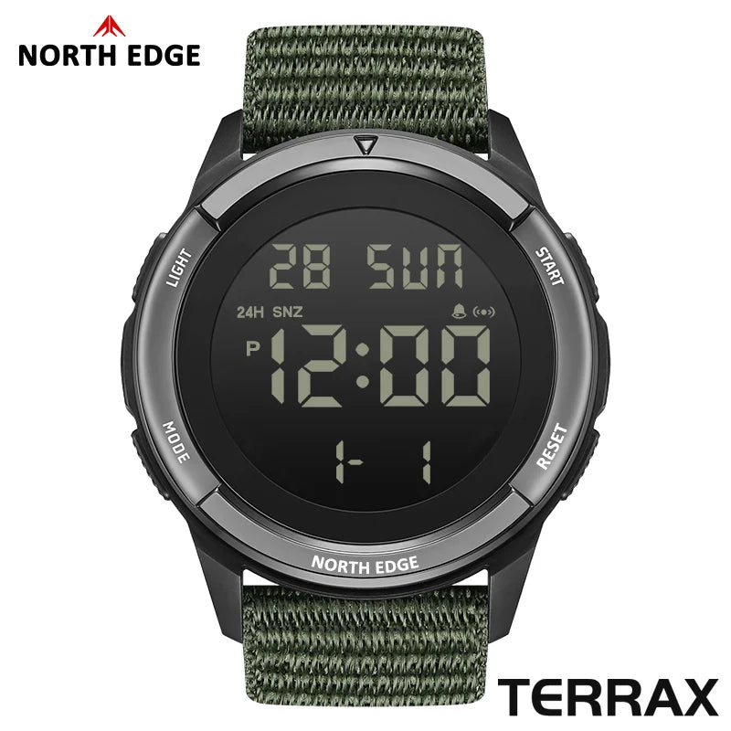 NORTH EDGE NEW TERRAX Men's Digital Military Watches Outdoor Sports Swimming Waterproof 50M Stopwatch Countdown Watch For Men