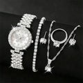 6PCS/Set Luxury Rhinestone Butterfly Women Quartz Watch Fashion Ladies Bracelet Strap Quartz Wristwatch Jewelry Set（Without Box）