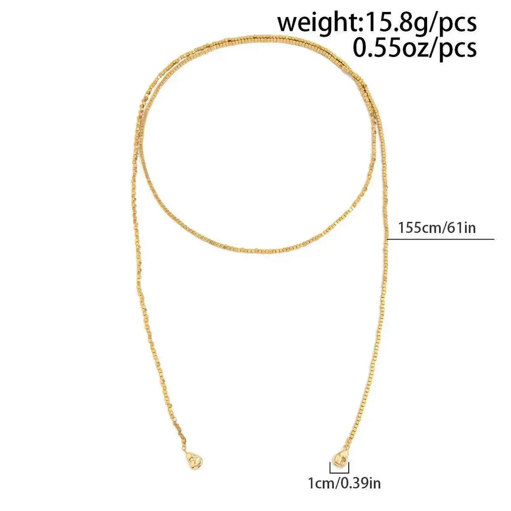 IngeSight.Z 2025 New Fashion Irregular Gold Color CCB Bead Pendant Necklace Women Punk Multilayer Y-shaped Necklace Jewelry Gift