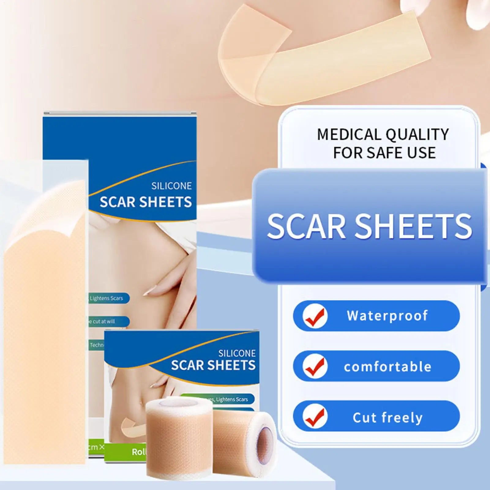 Painless Scar Repair Tape Silicone Scar Removal Strip Reusable Effective Skin Care Strips For Surgerys Burn Acne Scar