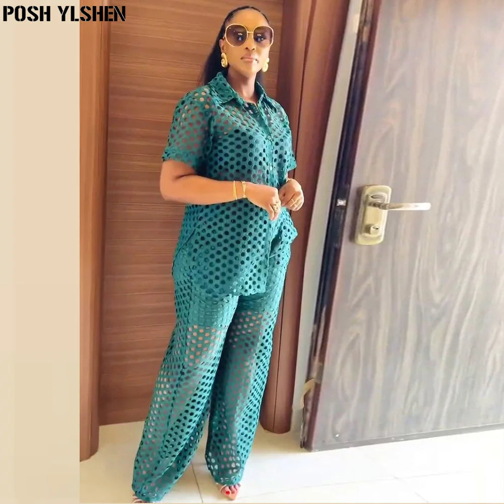 Two 2 Piece Pant Sets Women Outfit Summer Clothes African Dresses for Women 2025 New in Sexys Matching Set Dames Africa Clothing