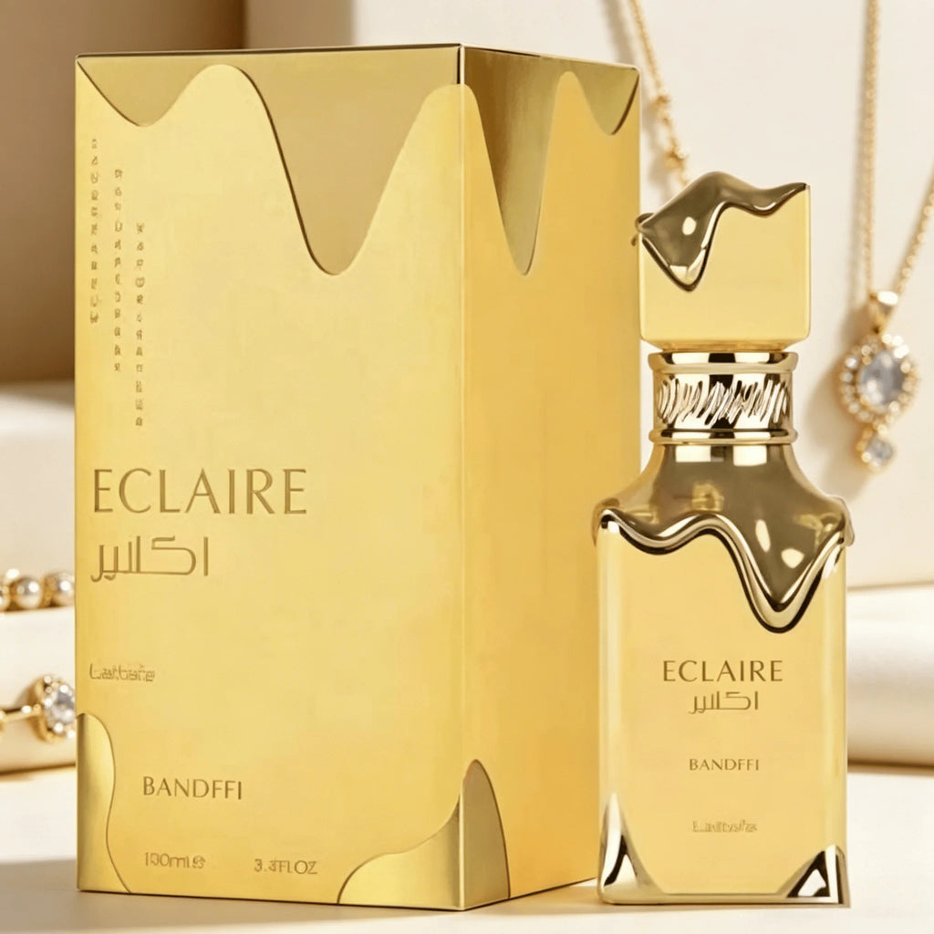 YARA LATTAFA Eclaire Bandffi Eau De Parfum 100ML With Original Gift Box Long Lasting Rich Warm Sweet Floral Vanilla Fragrance Women Perfume Full Gold Liquid Drip Wave Bottle Luxury Glam Scent Wedding Holiday Gift for Ladies