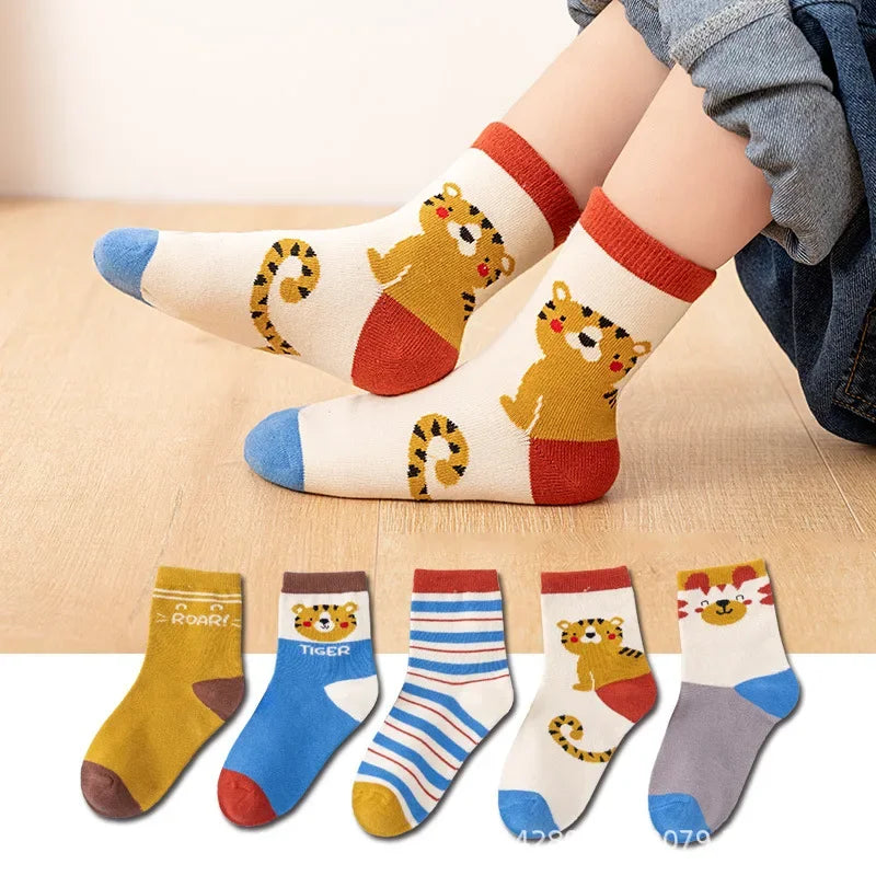 5Pairs Baby Socks Newborn Baby Boy Cute Short Sock 0-1-3-10Y Kids Cotton Toddler Cartoon Soft Children's Sports Socks for Girls
