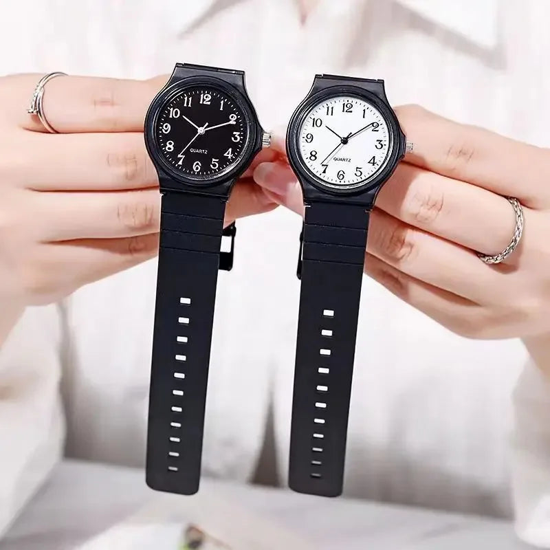 Simple Women's Quartz Watch with Silicone Strap Waterproof round Small Dial Student Exam Watch for Ladies