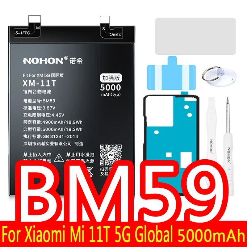 NOHON BM59 BM4E BM4F BM4W Battery For Xiaomi Mi 11T 8 Lite 9 SE 9T Pro 10T 10 Ultra 11 12 10S 12S 12X Mix 4 A3 POCO F1 Batteries
