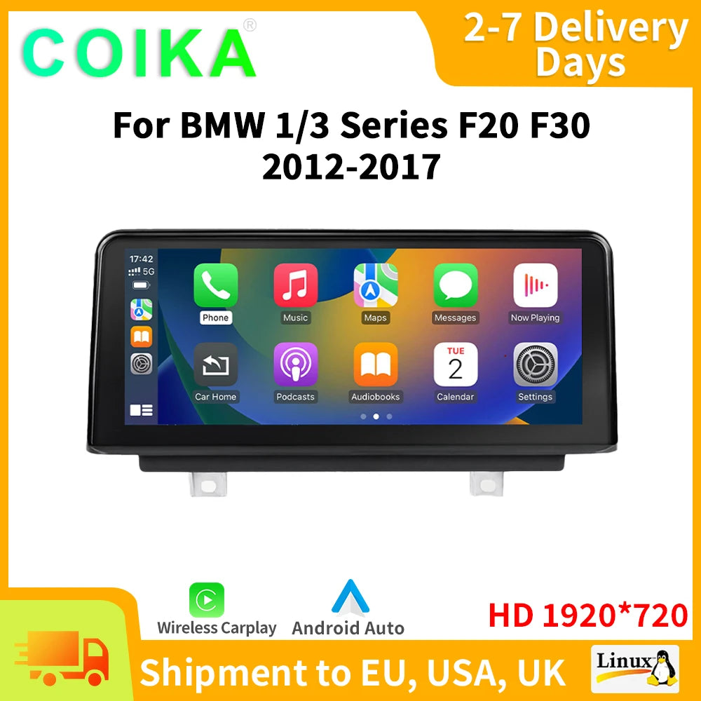 LINUX System 1920*720 For BMW F20 F22 F30 F34 F36 2012-2016 Carplay Touch screen Android Auto Function Plug and Play Multimedia