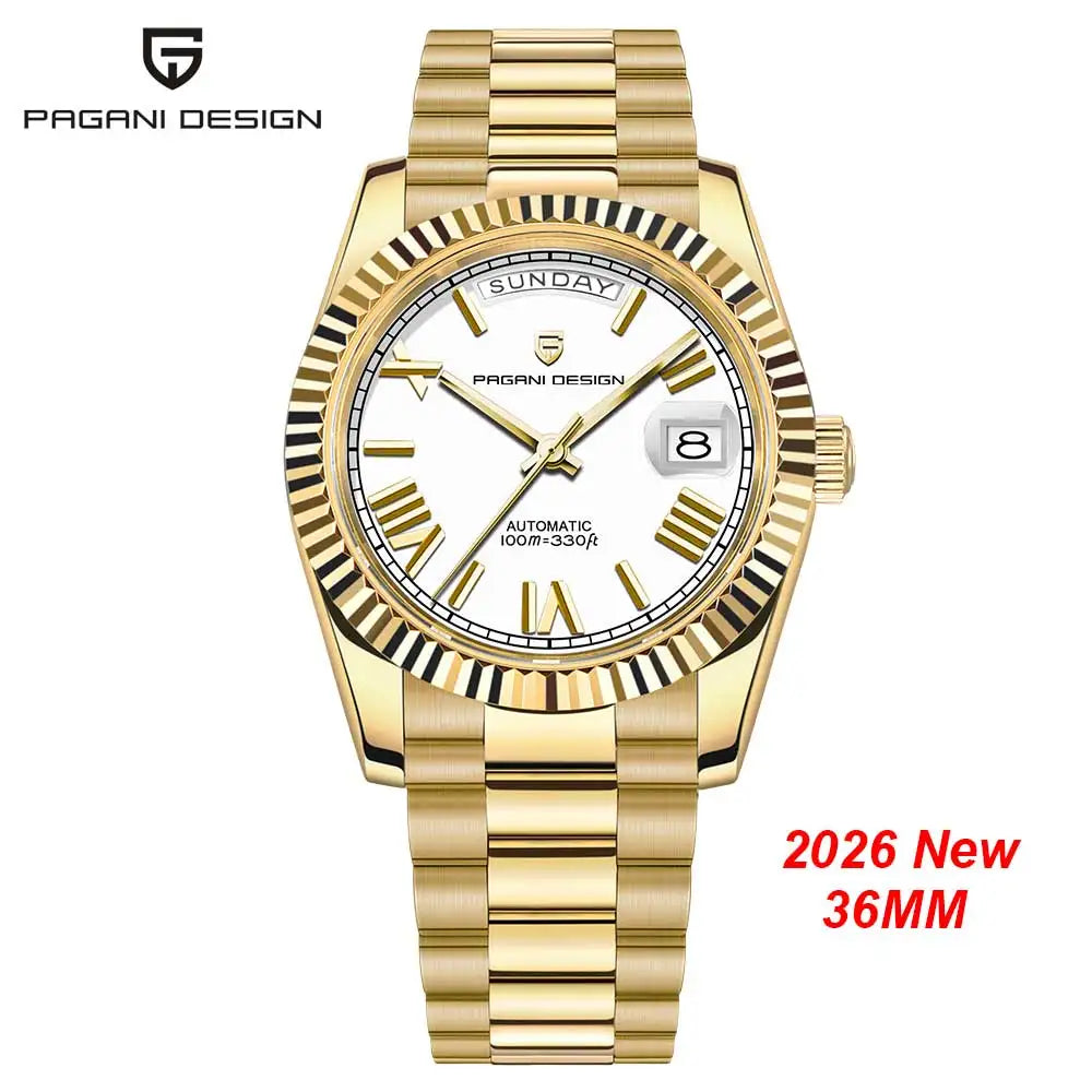 PAGANI DESIGN New Gold DD36 Men's Watches Luxury Automatic Watch Men AR Sapphire Glass Mechanical Wristwatch Men ST16 Movt Clock