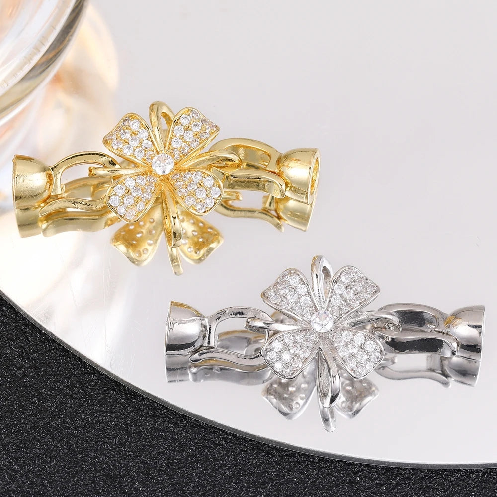 Juya 18K Gold Plated Decorative Fasteners Connector Locks Pearls Clasps Accessories For DIY Needlework Beads Jewelry Making
