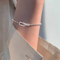 925 Sterling Silver Geometric Square Round Bead Bracelet For Women Personality Temperament Simple Hand Jewelry Party
