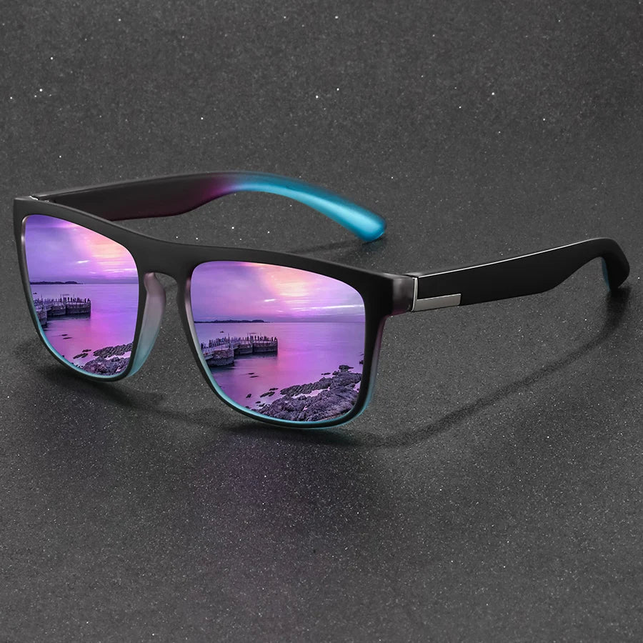 Fashion Purple Sunglasses Men Women Sun Glasses Retro Square Sport Driving Fishing Gradient Big Frame Eyewear