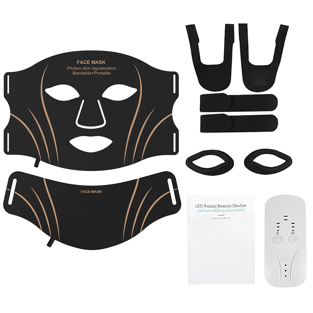 7 Colors LED Face Neck Set Mask Red Light Skin Rejuvenation Brighten Soft Silicone Facial Photon Therapy Flexible Skin Repair
