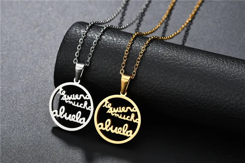 Grandmother Stainless Steel Statement Necklace Women Jewelry Silver Color Necklaces & Pendants Jewelry Navidad