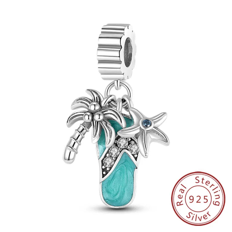 Hot Sale Charm Bead Pendant 925 Sterling Silver Firefly Love Heart Cats Dogs Sunflower Charm for Bracelet Women DIY Jewelry Gift