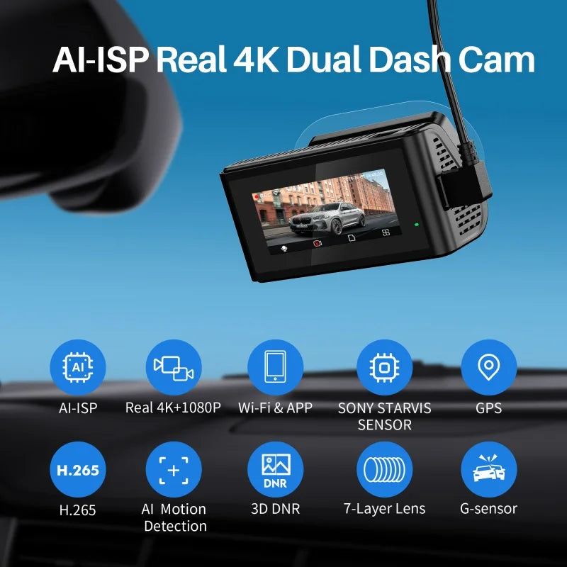 Dual-Channel Dash Camera with Wi-Fi and GPS