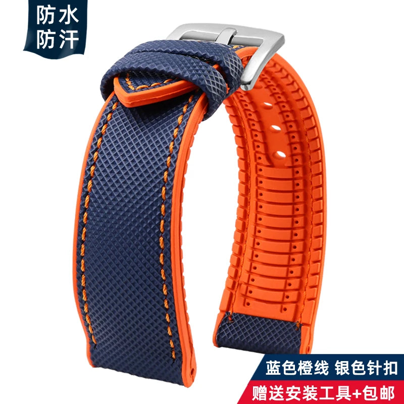 For Longines Seiko water ghost Hamilton series nylon rubber Bottom watch strap 20mm 22mm 23 Strap Men soft Waterproof Wrist Band