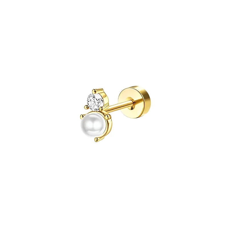 Bobisty 1pc Earrings Surgical Stainless Steel Earrings for Women Dainty Flat Back Earring Stud Hoop Cartilage for Sensitive Ears