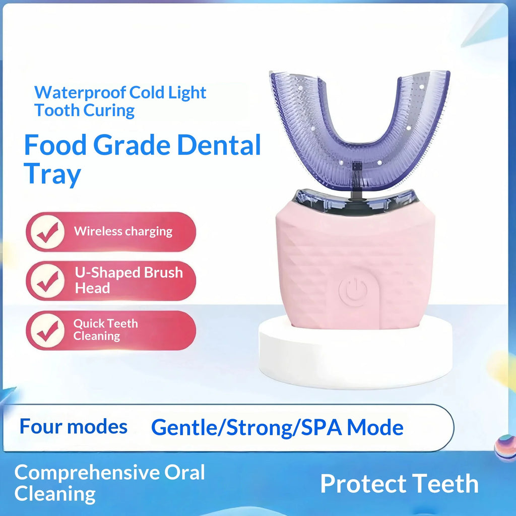 360° Intelligent U-Shaped Electric Toothbrush for Adults, USB Rechargeable Automatic Full Mouth Cleaning Toothbrush