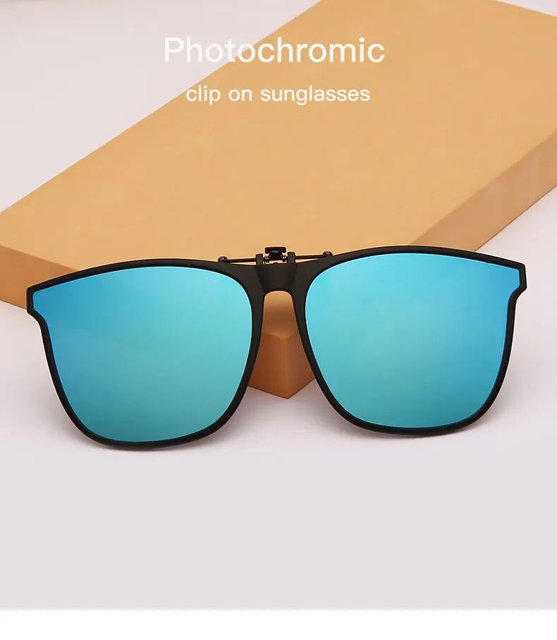 Clip On Sunglasses Men Photochromic Car Driver Goggles Night Vision Glasses Anti Glare Vintage Square Glasses