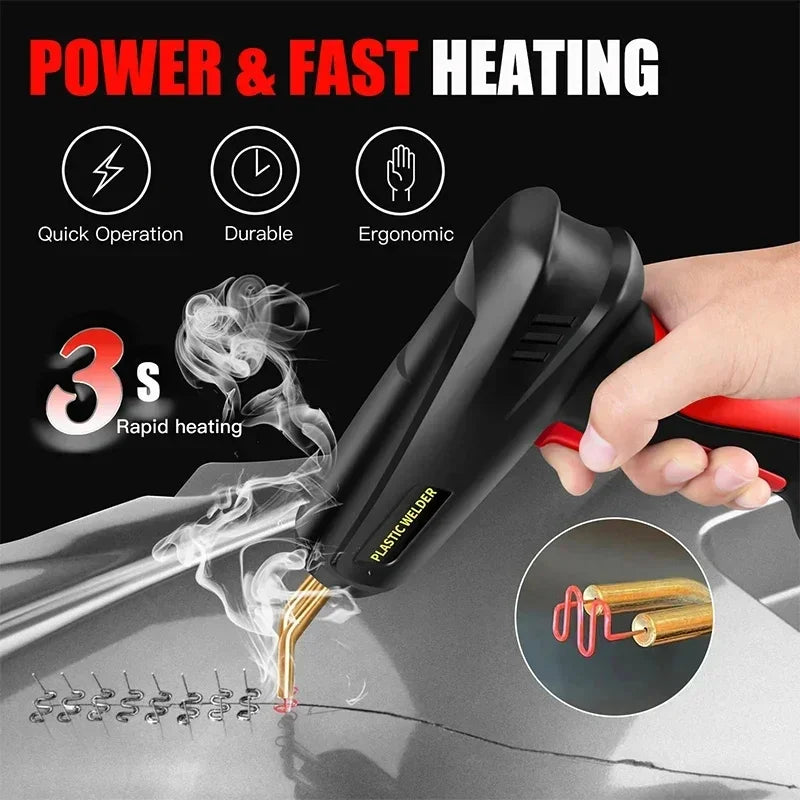 Car Bumper Repair Plastic Welding Kit 200W 2 in 1 Hot Stapler Soldering Gun with 6 and 4 Type Staples