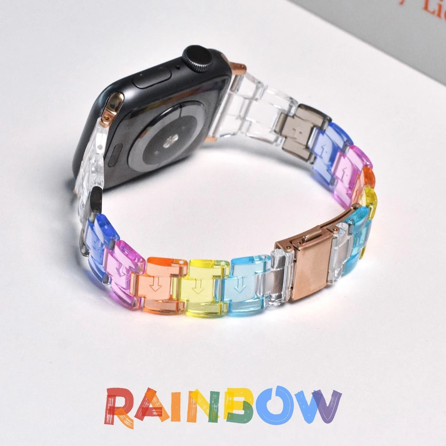 Slim Transparent Strap for Apple Watch Band 9 8 7 6 5 43 SE Ultra 49MM 45mm 42MM 38MM 44MM 40MM rainbow color Bracelet on iWatch