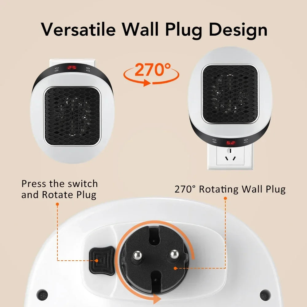 NEW 800W PTC Ceramic Portable Electric Heater Wall Mounted Heating Fan with Remote Control for Small Bathroom